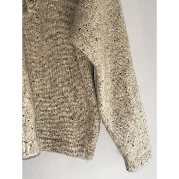 Vtg J Riggins Wool Sweater Henley Chunky Button Thick Cozy Beige Mens Large - Picture 6 of 14